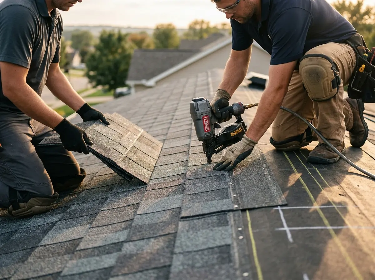 Professional roofer working on a residential roof in Seven Hills
